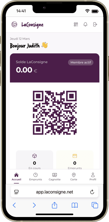 LaConsigne vue mobile de l'application